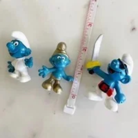 Smurf Figurines Set of 3, includes Rare 1965 Gold Peyo Smurf, Schleich Toys - Picture 6 of 10